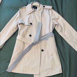 Sam Edelman Beige Trench Coat with Striped Belt